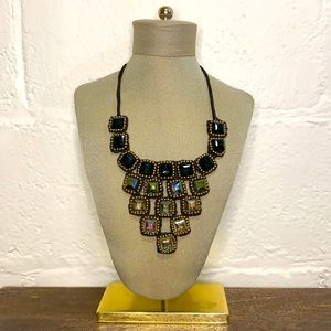 Anthropologie Black and Gold Statement Necklace